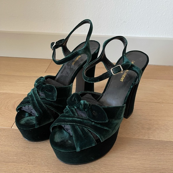 SAINT LAURENT Crushed Velvet Farrah Platform - Picture 3 of 9